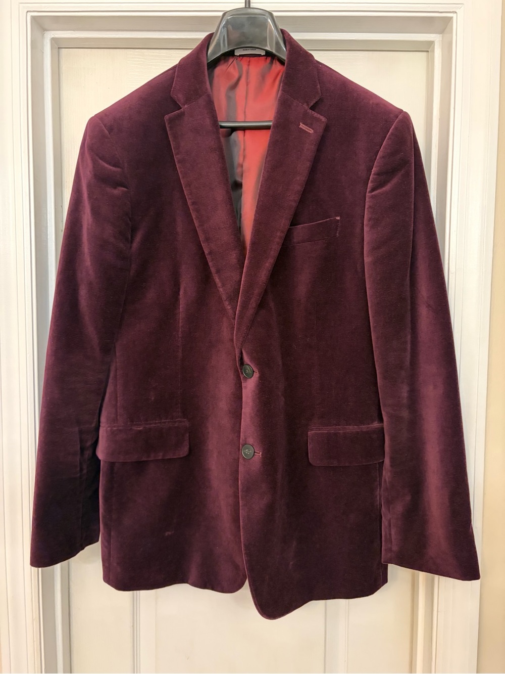 JF Ferrar Blazer 46R Slim Fit Purple Velvet Classic Jacket Tuxedo Formal Evening